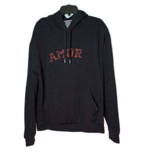 Denim & Flower AMOR Hoodie XL Black Pullover Valentine's Ricky Singh